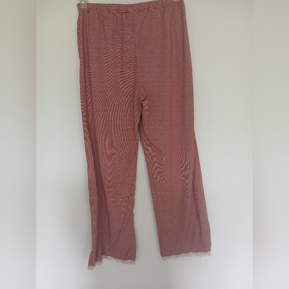 Red Cream Striped Womens Pj Bottoms Sz 12/14